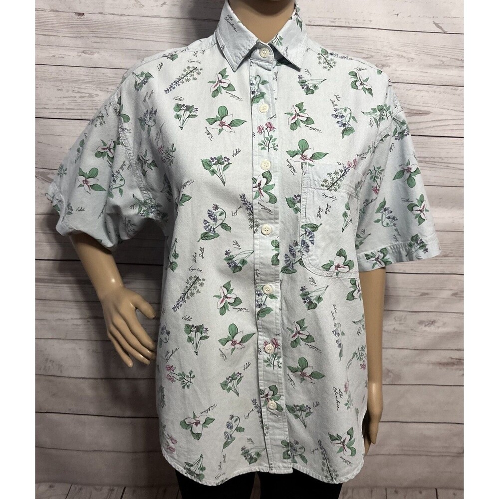 Vintage Columbia Button Up Shirt Gardening Theme